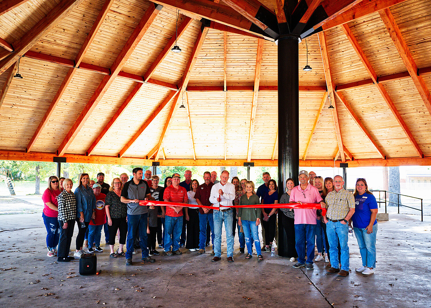 The newly-reconstructed pavilion at Jim Hogg City Park in Quitman was officially dedicated with a ribbon cutting Friday afternoon. Mayor Randy Dunn did the honors.